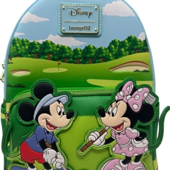 Loungefly Disney Mickey & Minnie Golf Mini Backpack, Green RARE EXCLUSIVE main image 6